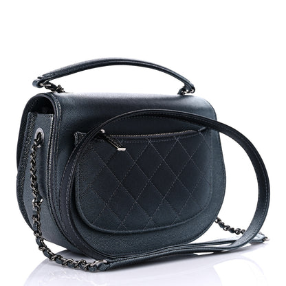 Chanel Metallic Caviar Small Coco Curve Messenger Flap Black Ruthenium 3 of 10