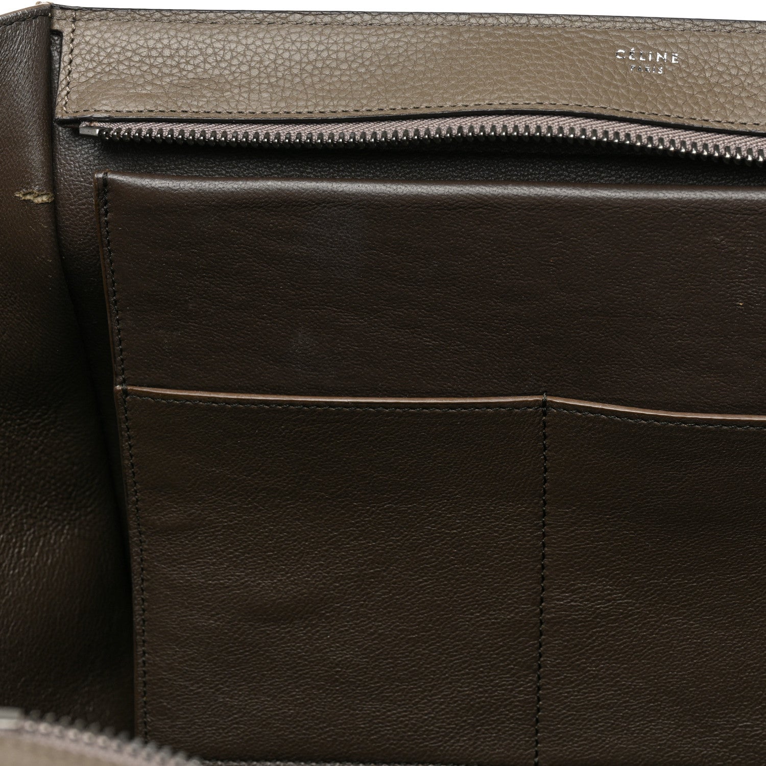 Celine Drummed Calfskin Suede Medium Trapeze Souris 10 of 11