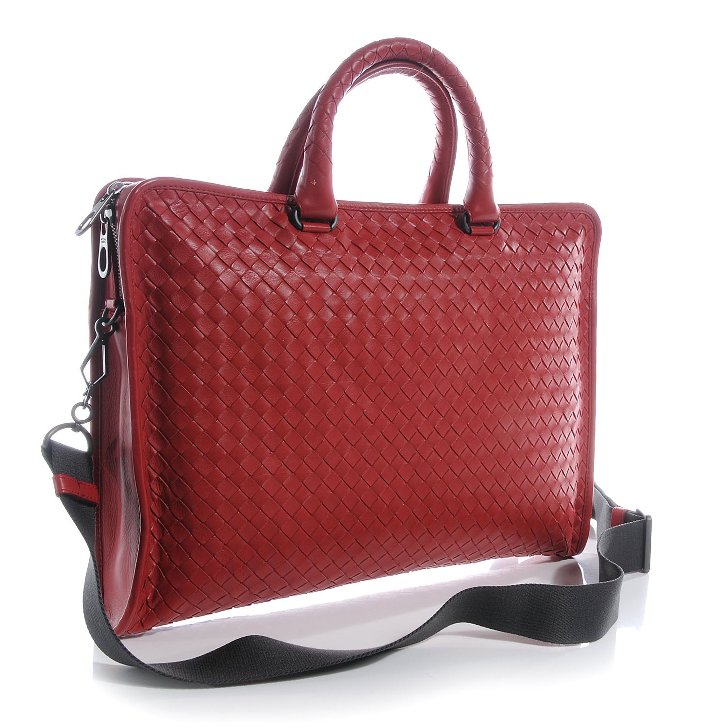 Bottega Veneta Light Calf Intrecciato Briefcase New Red 3 of 9