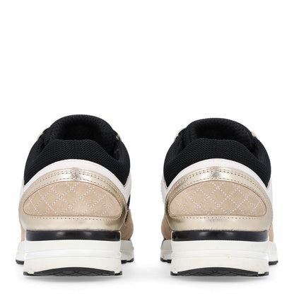 Chanel Mesh Suede Calfskin Grained Calfskin Womens CC Sneakers 37 White Black Beige Gold 6 of 11