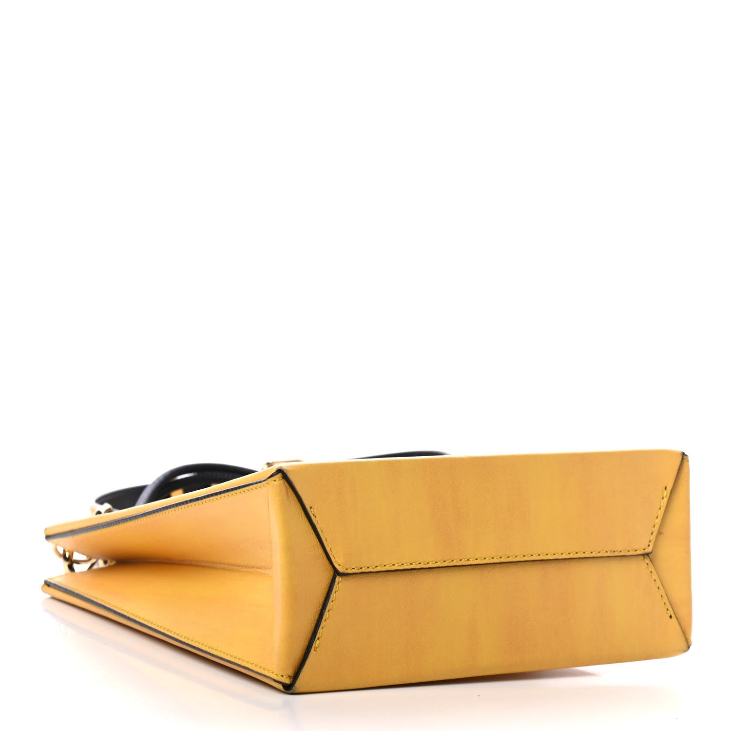 Fendi Vitello Fluffy Logo Small Pack Shopper Tote Yellow Box Black 3 of 4