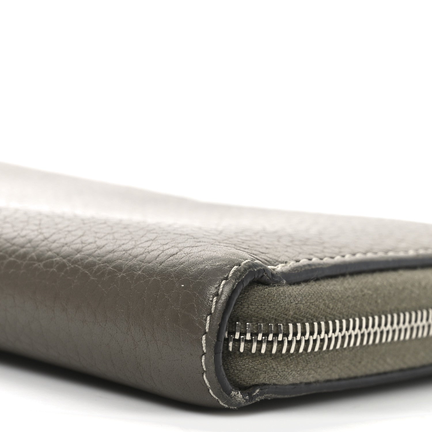 Celine Drummed Calfskin Large Zip Around Multifunction Wallet Souris 9 of 9