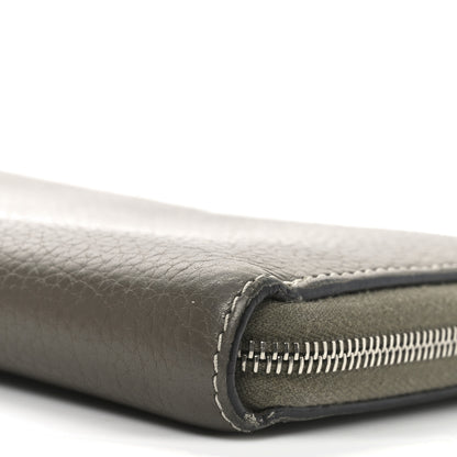 Celine Drummed Calfskin Large Zip Around Multifunction Wallet Souris 9 of 9
