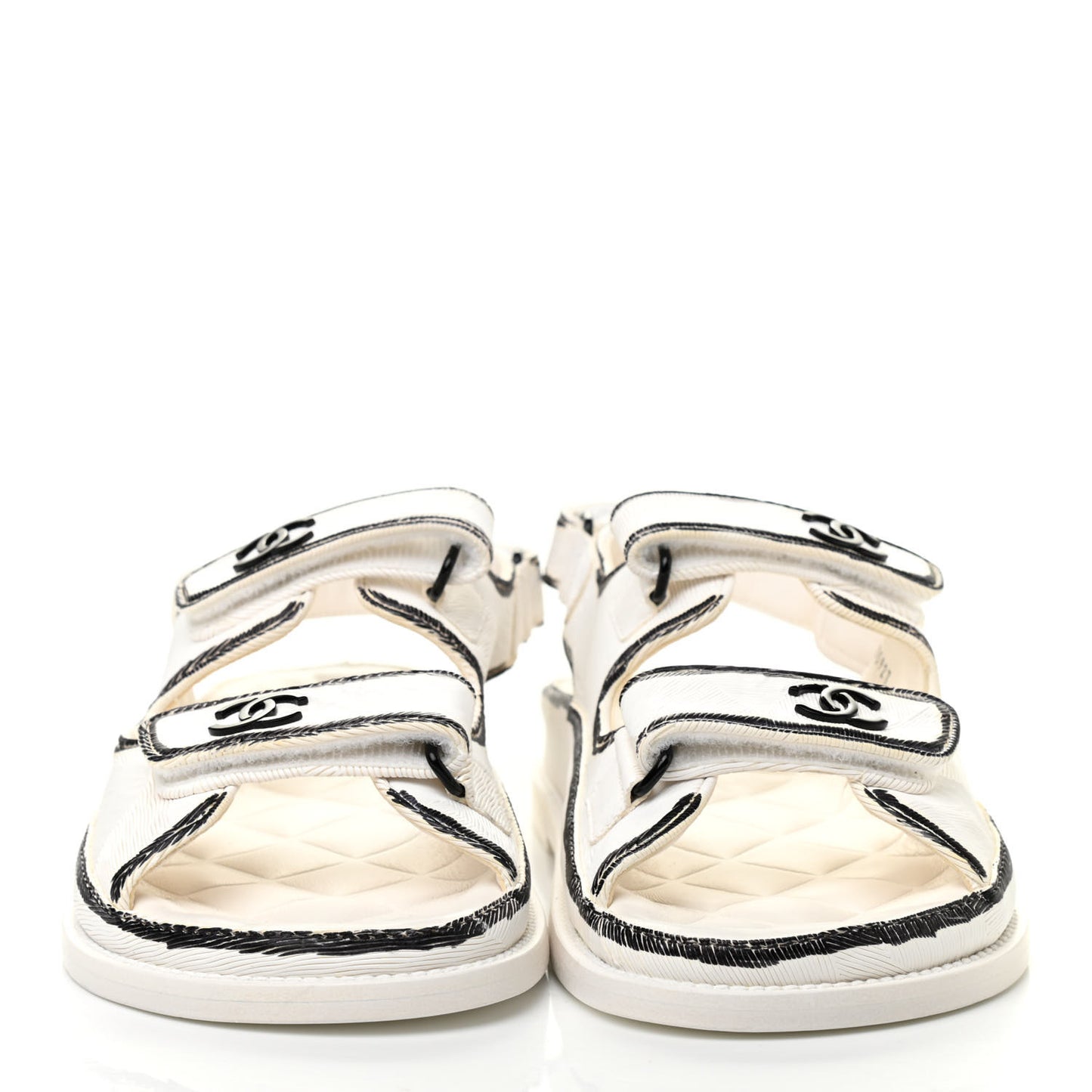 Printed Calfskin Velcro Dad Sandals 38.5 White Black