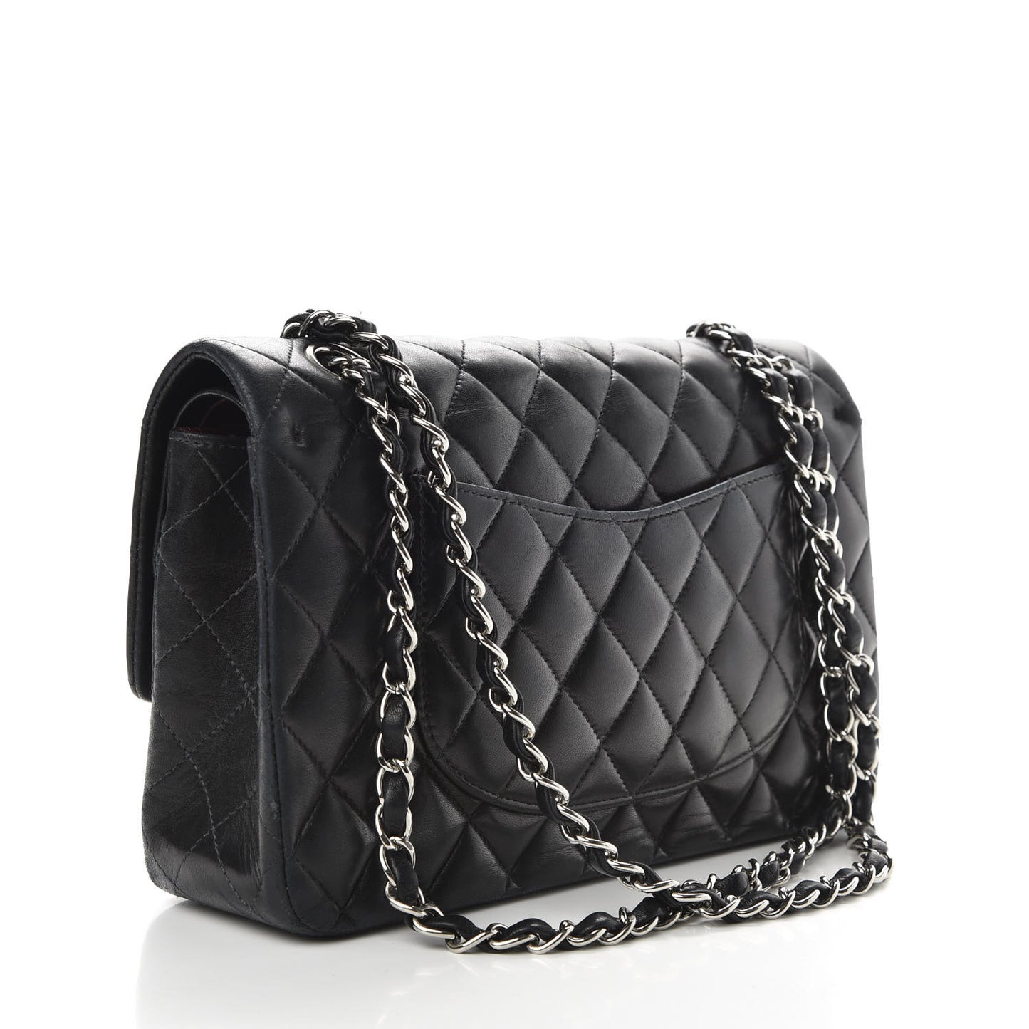 Lambskin Quilted Medium Double Flap Black