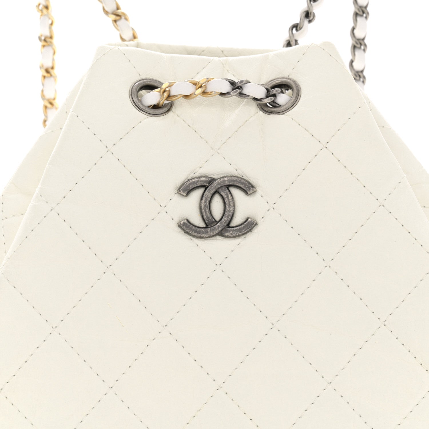 Chanel Aged Calfskin Quilted Small Gabrielle Backpack White 8 of 13