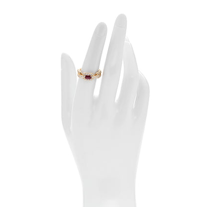 David Yurman 18K Yellow Gold Ruby Diamond 7mm Stax Chain Link Ring 52 6 2 of 5