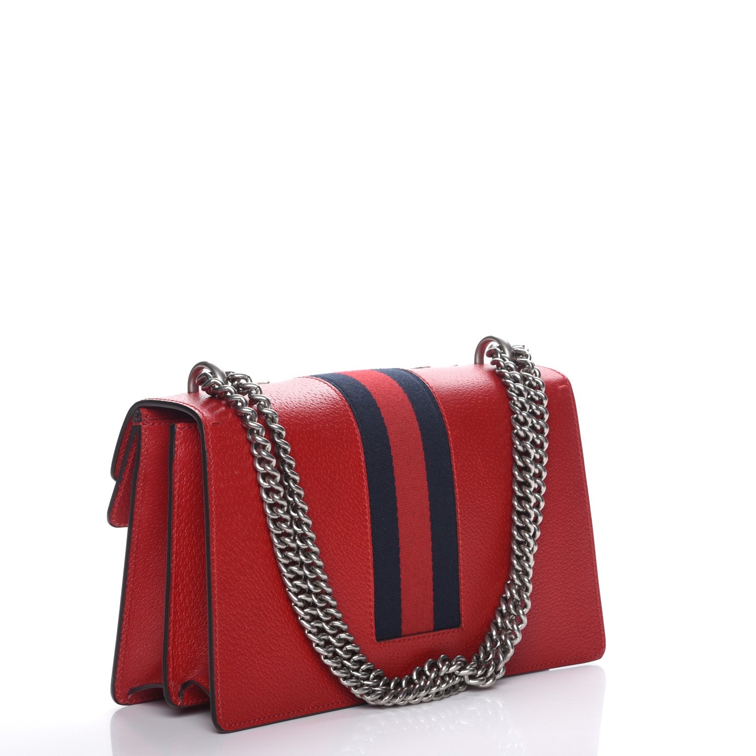 Gucci Calfskin Web Floral Embroidered Small Dionysus Shoulder Bag Hibiscus Red 3 of 7
