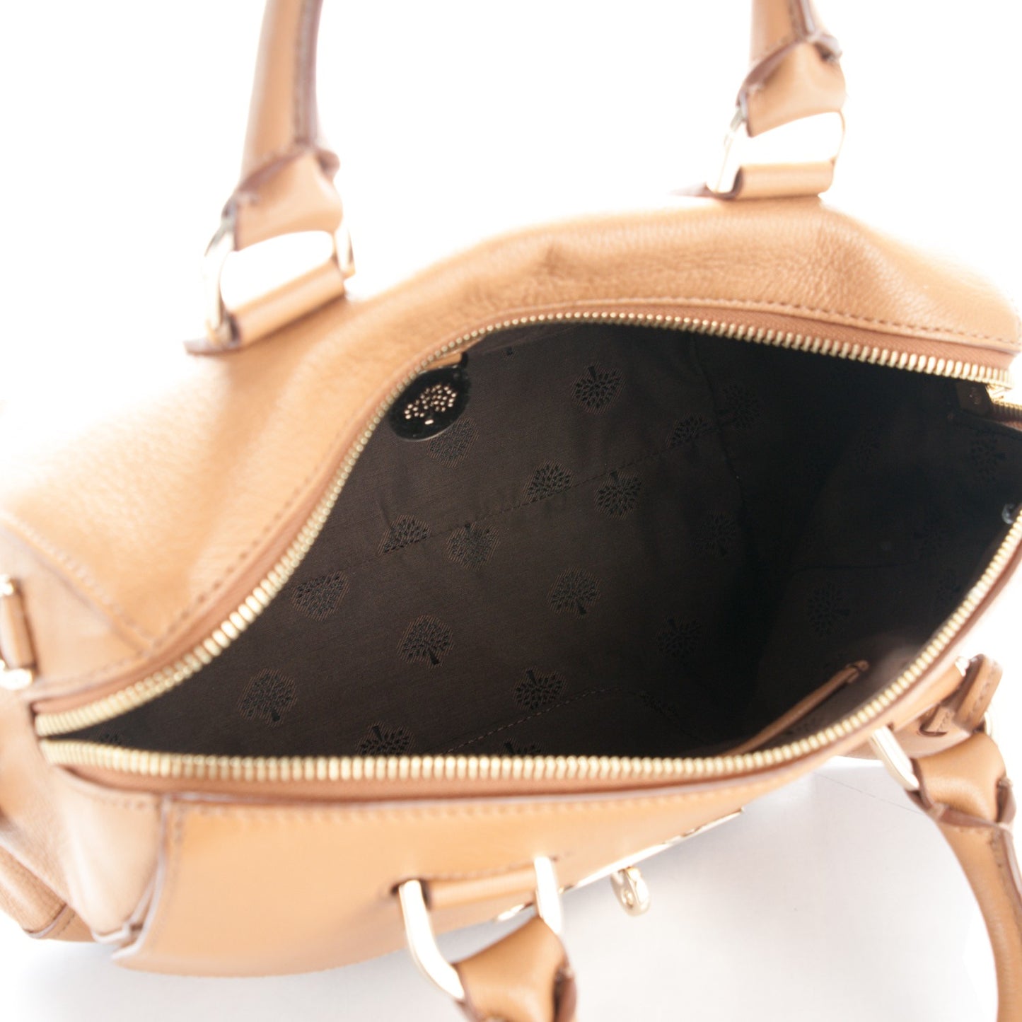Glossy Goatskin Small Del Rey Satchel Fudge