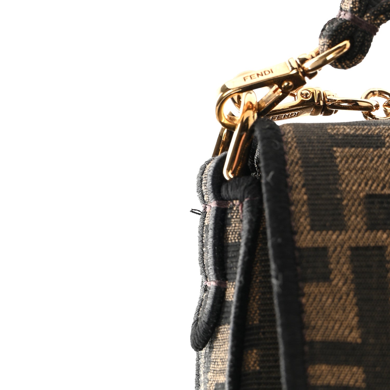 Fendi Fabric Jacquard FF 1974 Mini Baguette Tobacco Moro Black 11 of 11