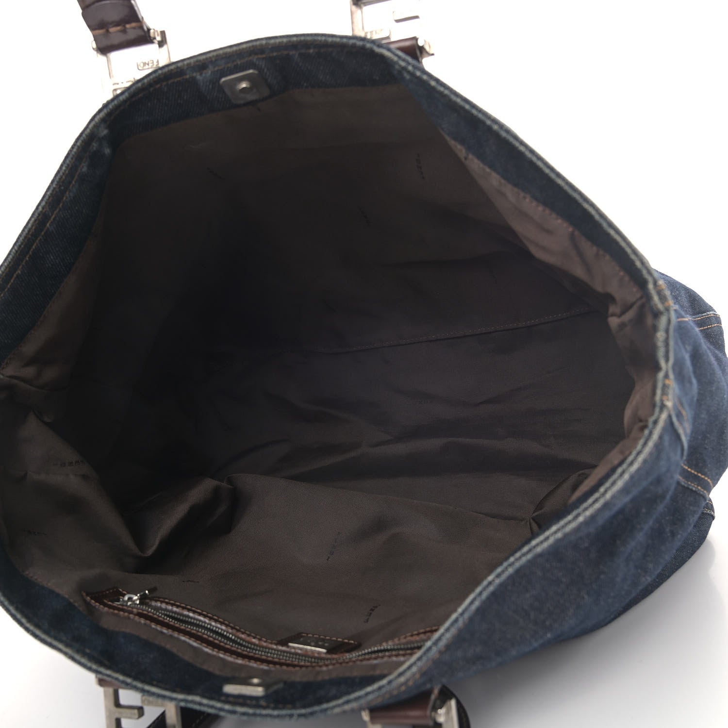 Fendi Denim Large FF Tote Blue 4 of 6