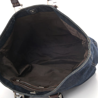 Fendi Denim Large FF Tote Blue 4 of 6
