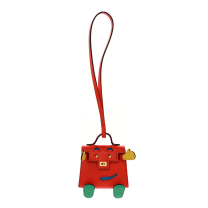 Hermes Tadelakt Chevre Mysore Kelly Quelle Idole Bag Charm Capucine Jaune De Naples Vert Vertigo Zanzibar 1 of 5