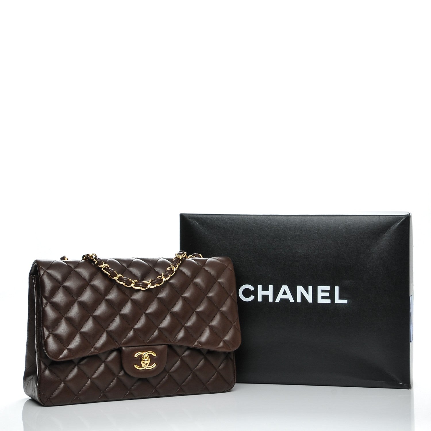 Chanel Lambskin Quilted Jumbo Single Flap Dark Brown 8 of 8