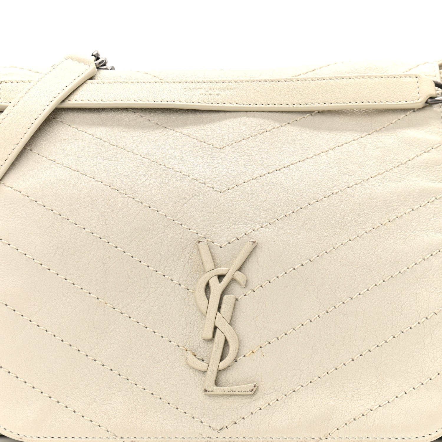 Saint Laurent Vintage Lambskin Chevron Monogram Medium Nolita Crema Soft 7 of 11
