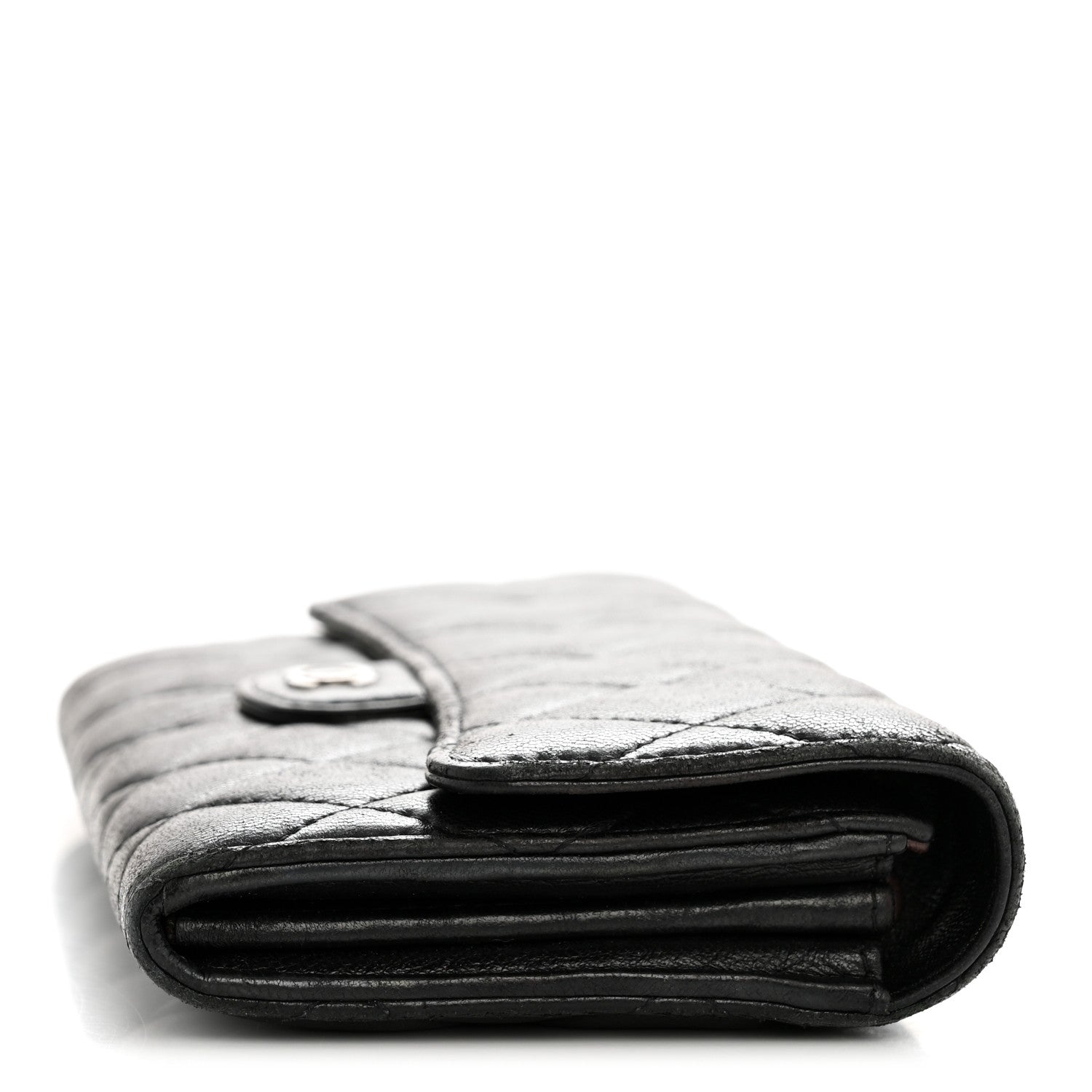 Chanel Lambskin Quilted Large Gusset Flap Wallet Black 1865759