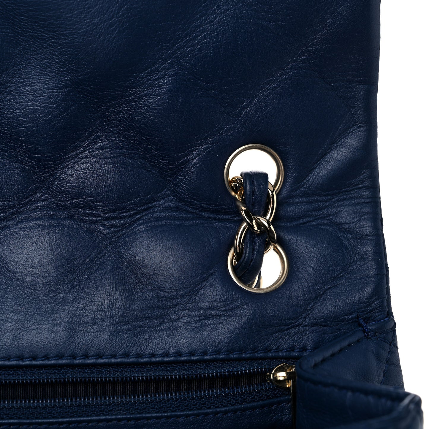 Lambskin Quilted Maxi Single Flap Dark Blue