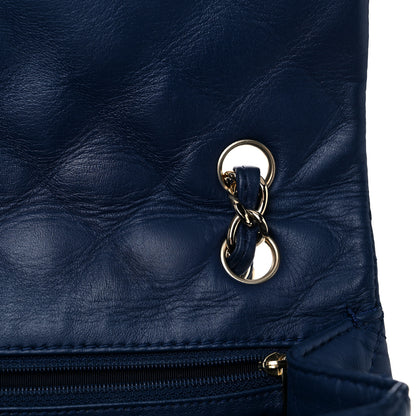 Chanel Lambskin Quilted Maxi Single Flap Dark Blue 12 of 15