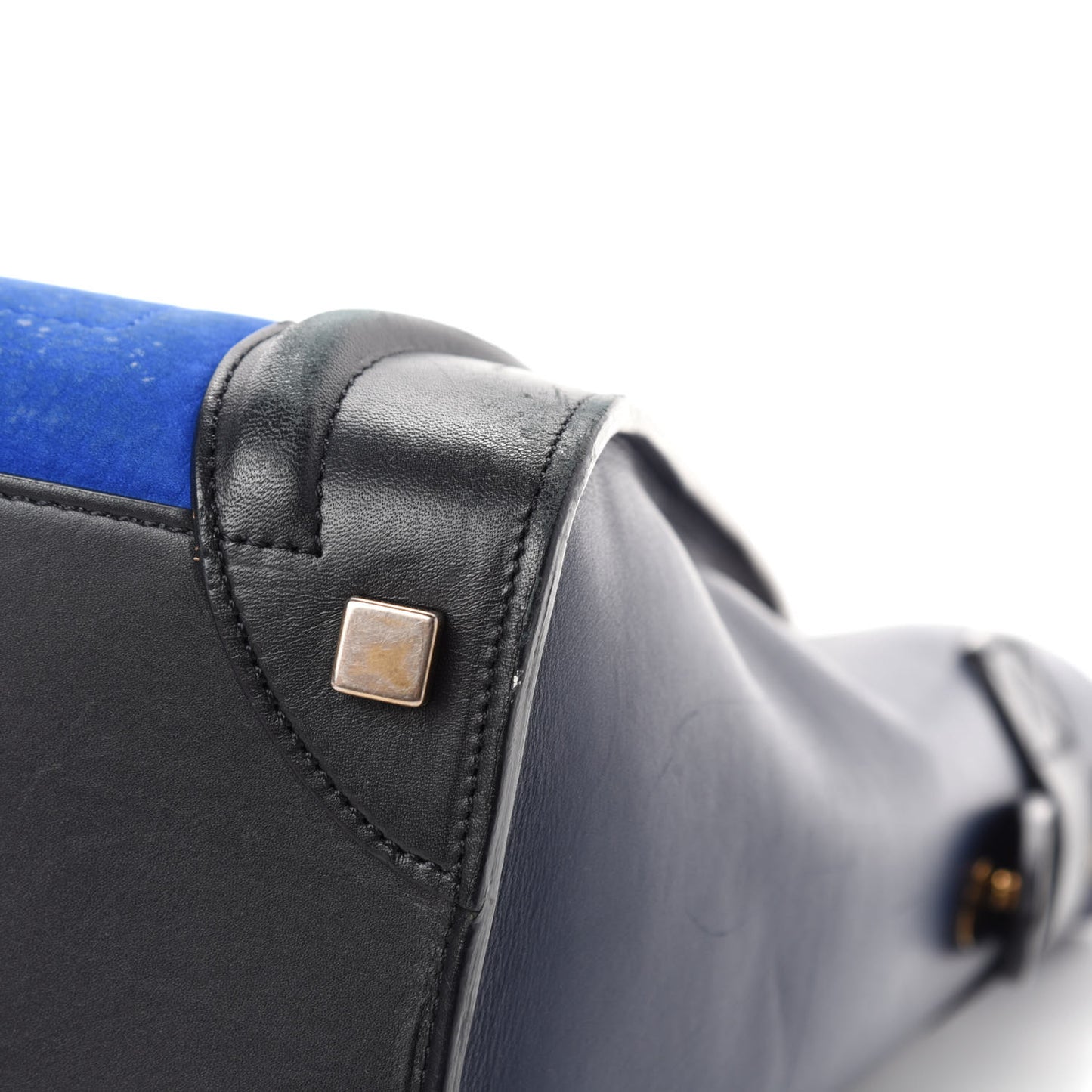 Nubuck Calfskin Suede Micro Tri-Color Luggage Bright Blue