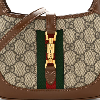 Gucci GG Supreme Monogram Azalea Calfskin Web Mini Jackie 1961 Hobo Beige Ebony Brown Sugar 8 of 12