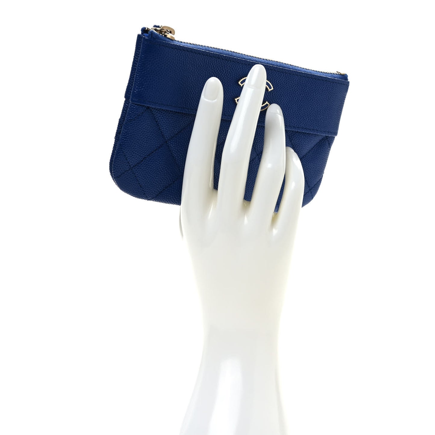 Caviar Quilted Small Vintage Mademoiselle Cosmetic Case Dark Blue