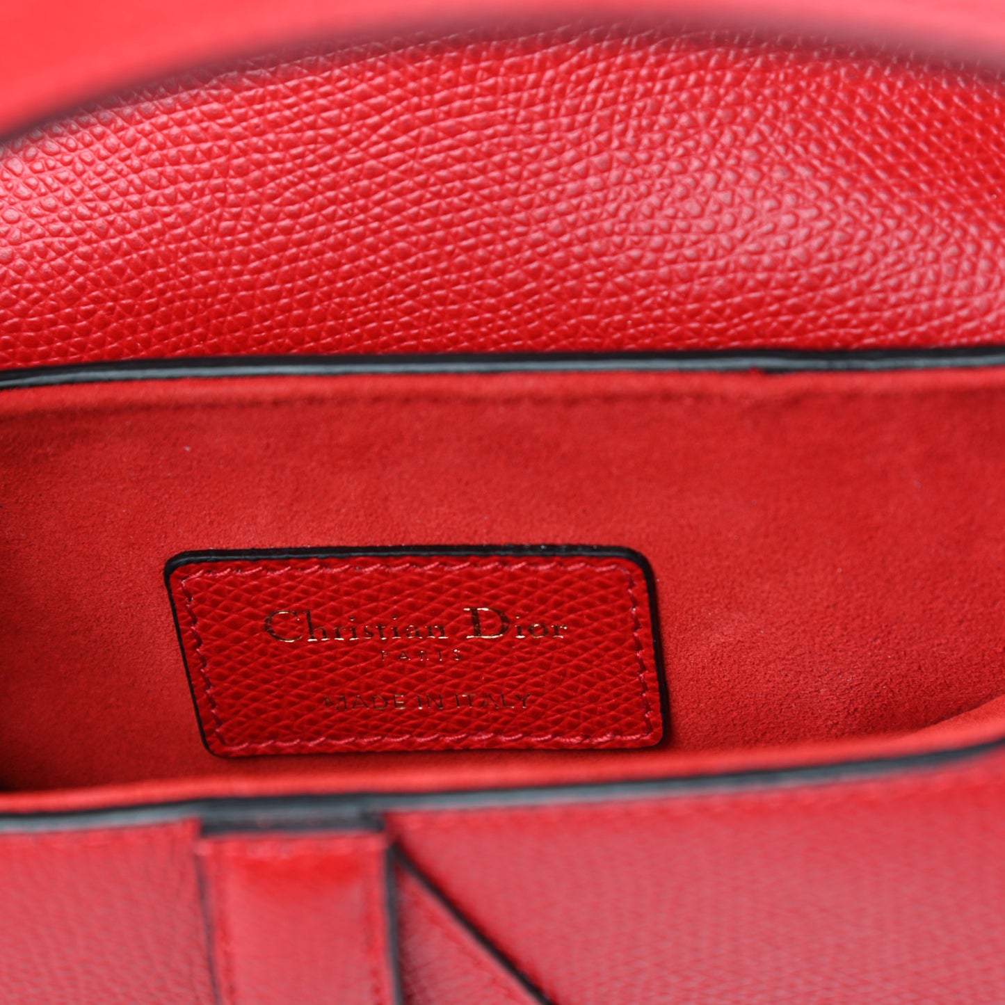 Grained Calfskin Mini Saddle Bag Red
