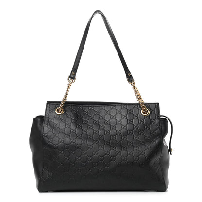 Gucci Guccissima Signature Large Shoulder Tote Bag Black 1 of 10