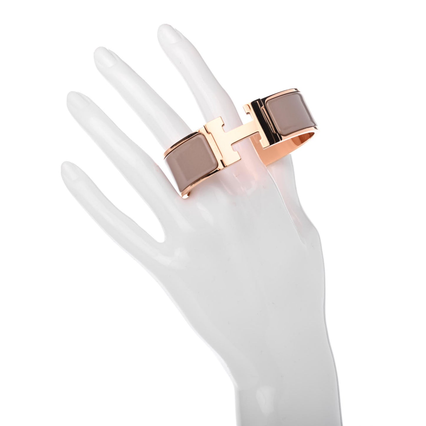 Enamel Wide Clic Clac H Bracelet GM Marron Glace