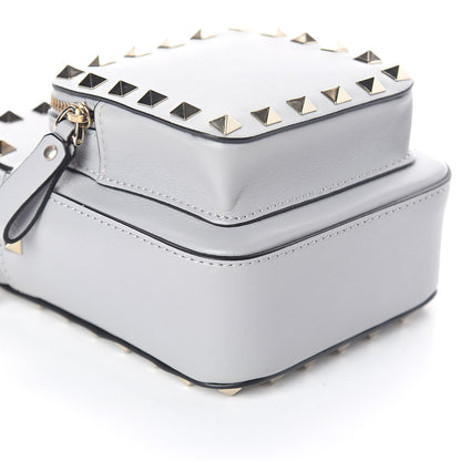 Valentino Garavani Calfskin Rockstud Double Pocket Chain Crossbody Bag Grey 7 of 9