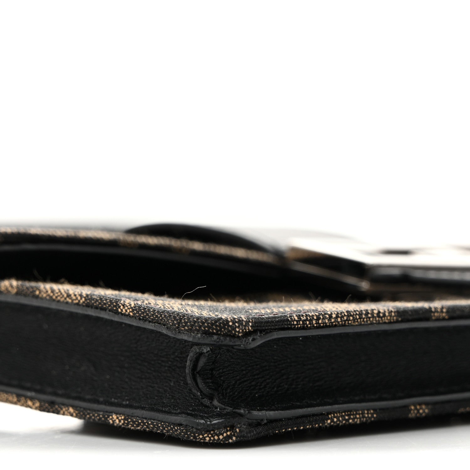 Fendi Recycled Fabric Jacquard Vitello Grace FF 1974 Baguette Belt Pouch Tobacco Moro Black 9 of 13