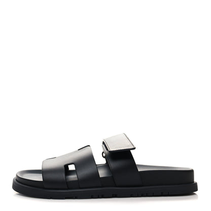 Hermes Calfskin Womens Chypre Sandals 39 Black 1 of 8