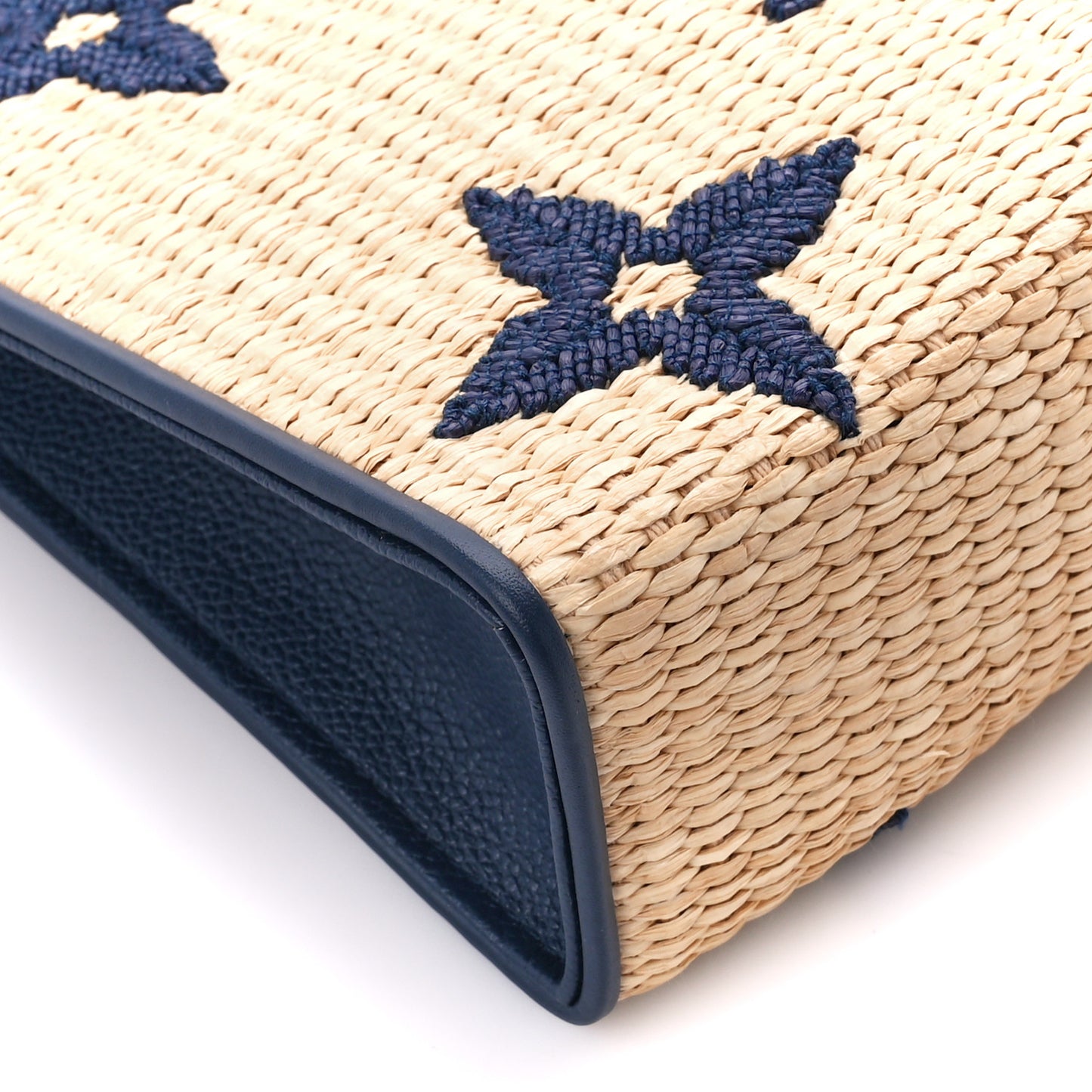 Raffia Calfskin Monogram Giant Toiletry Pouch 26 Blue