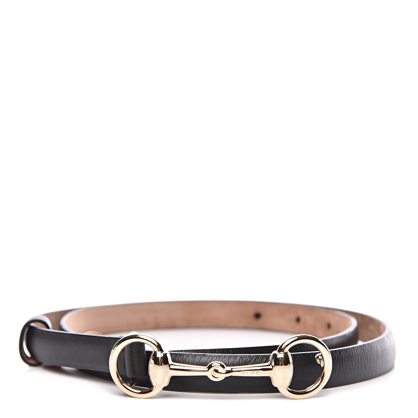 Calfskin Horsebit Skinny Belt 90 36 Black