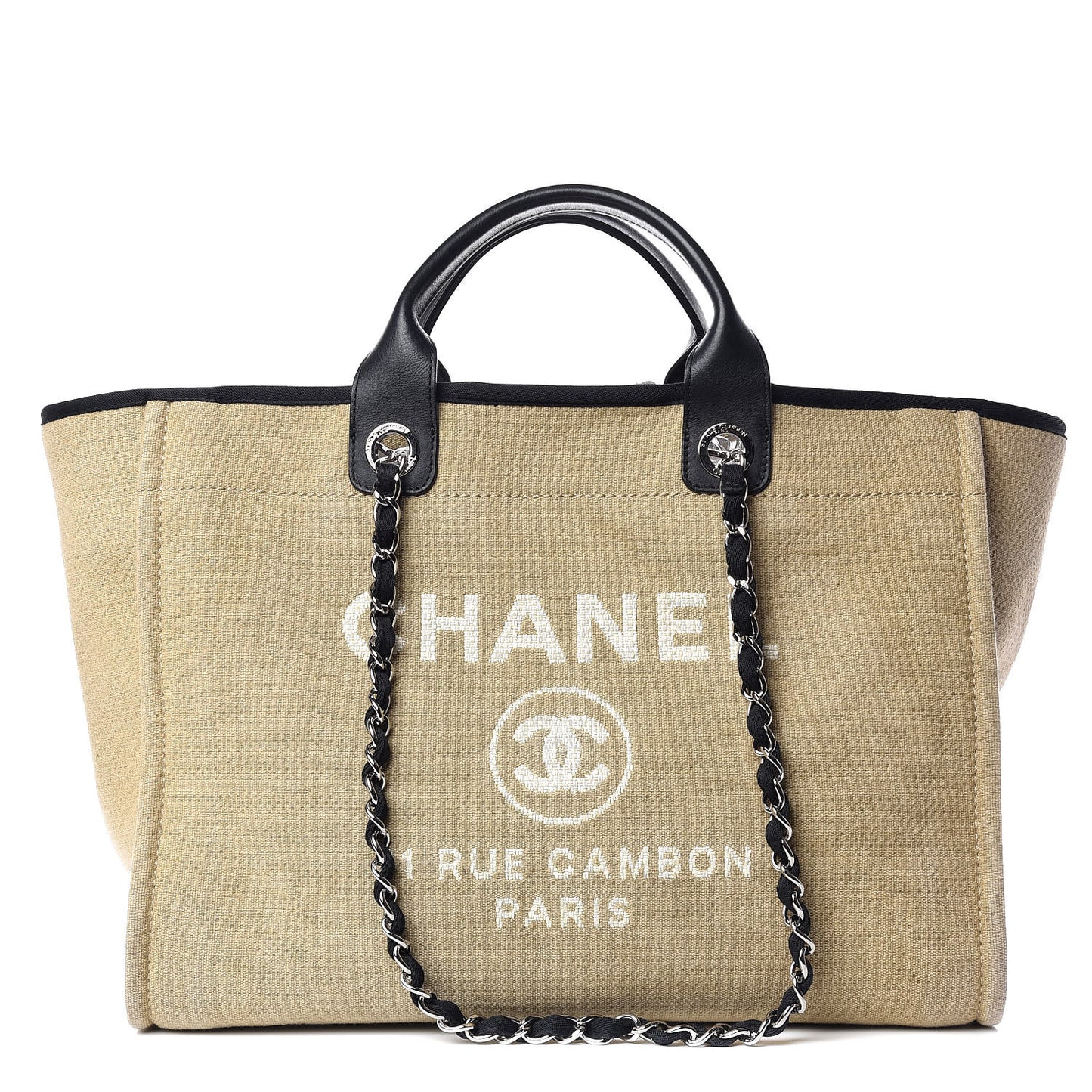 Canvas Large Deauville Tote Beige Black