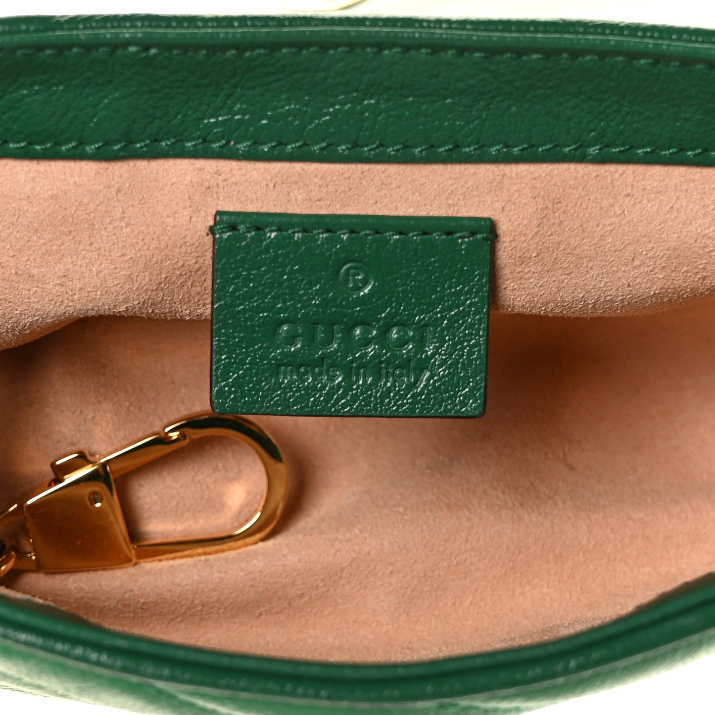 Azalea Calfskin Enamel Matelasse Diagonal Super Mini Torchon GG Marmont Shoulder Bag New Shamarock Emerald