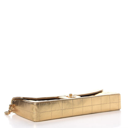 Chanel Metallic Lambskin Quilted East West Chocolate Bar Flap Gold 4 of 13