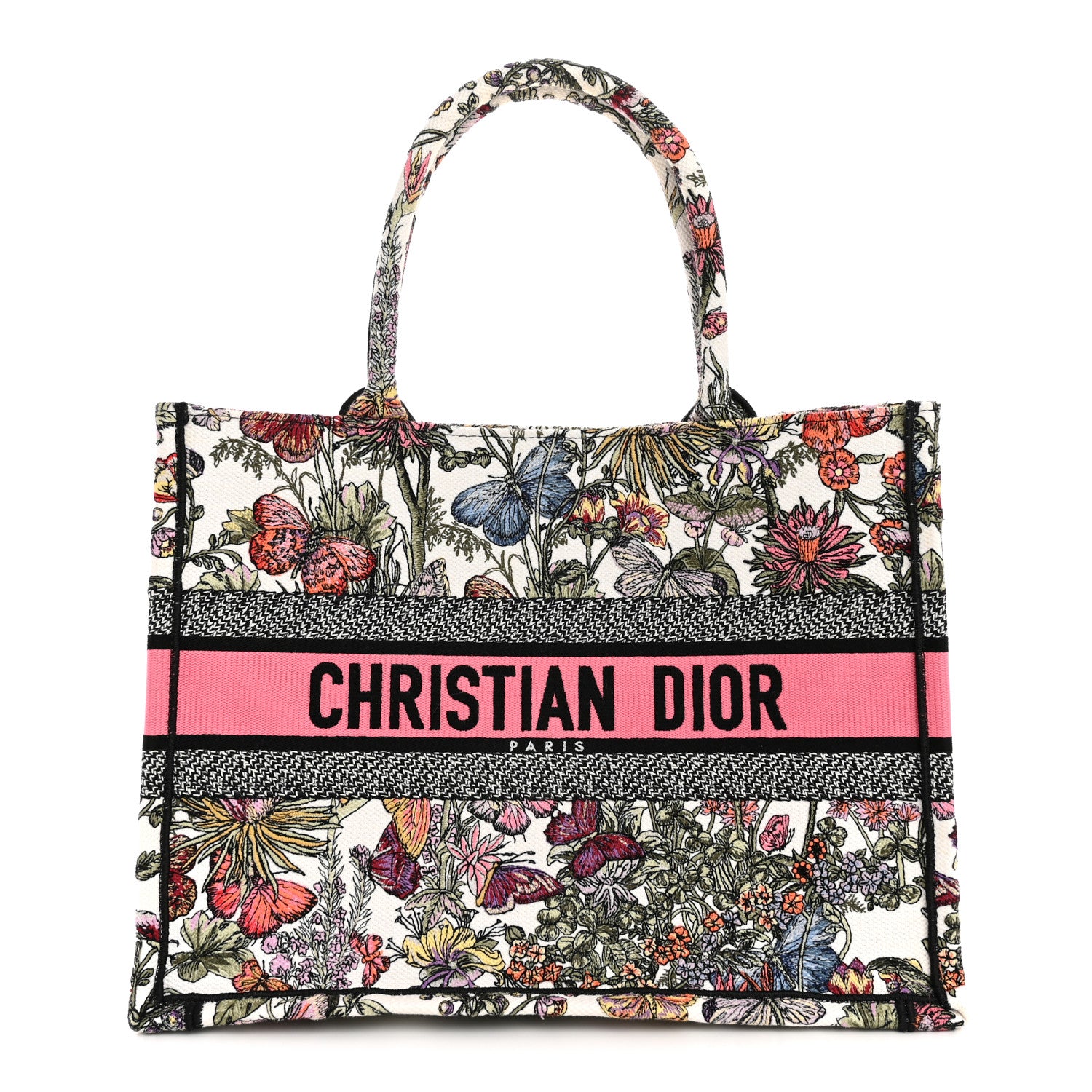 Christian Dior Canvas Embroidered Medium Mexico Millefiori Book Tote White Multicolor 1 of 10