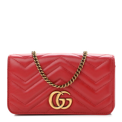 Gucci Calfskin Matelasse GG Marmont Mini Bag Hibiscus Red 1 of 9