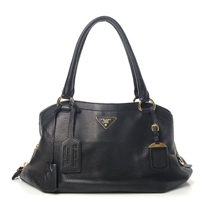 Prada Cervo Deerskin Satchel Black 1 of 9