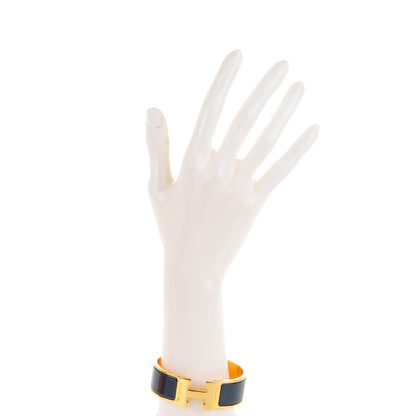 Hermes Enamel Wide Clic Clac H Bracelet GM Indigo 2 of 5