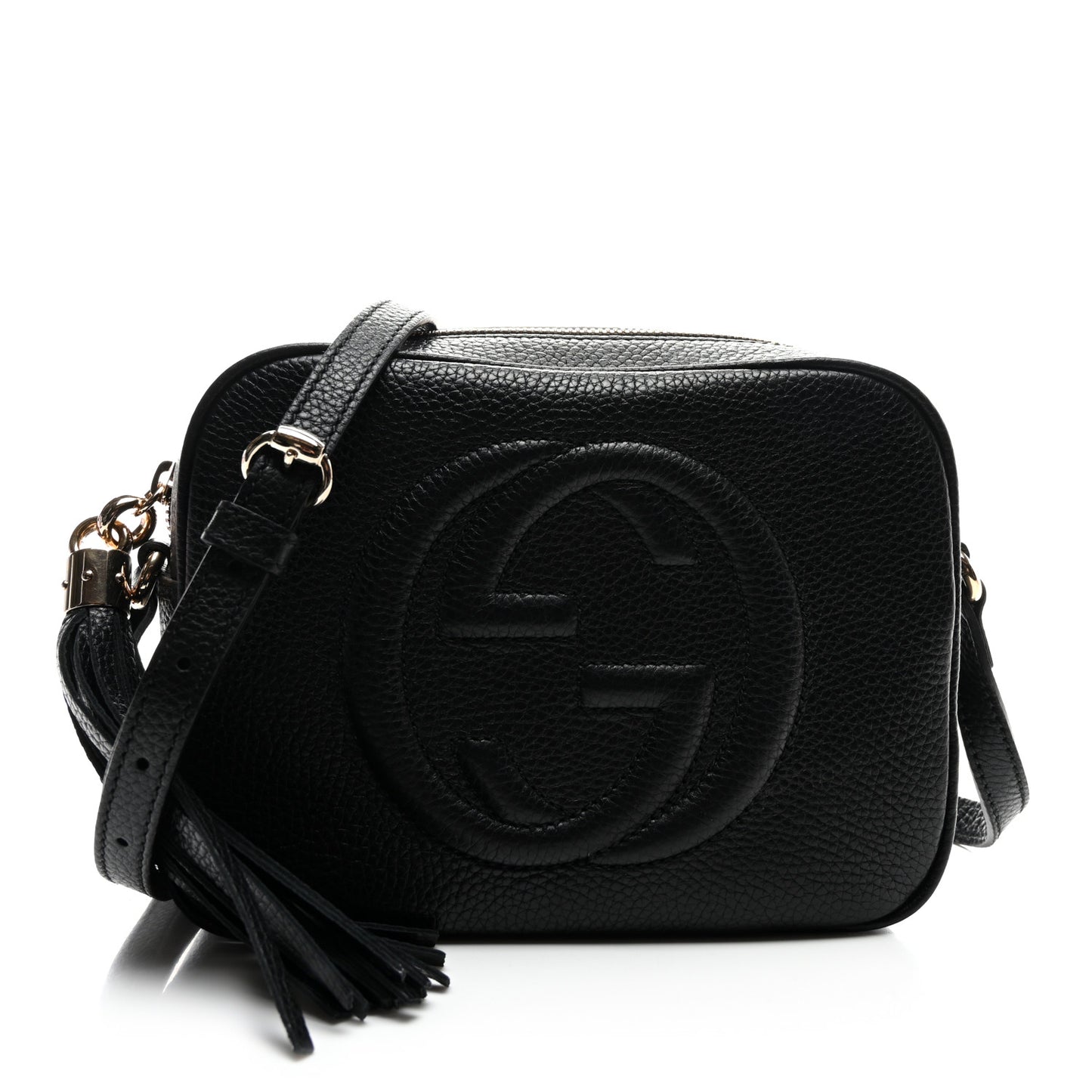 Pebbled Calfskin Small Soho Disco Bag Black