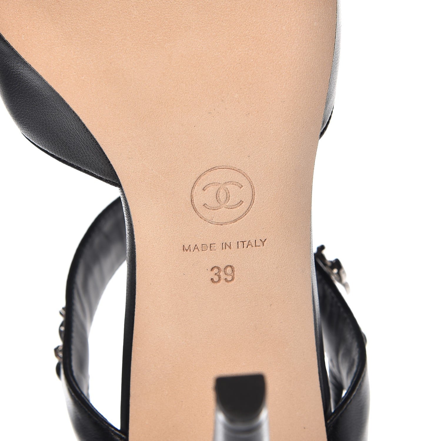 Chanel Lambskin CC Chain Sandals 39 Black 6 of 9