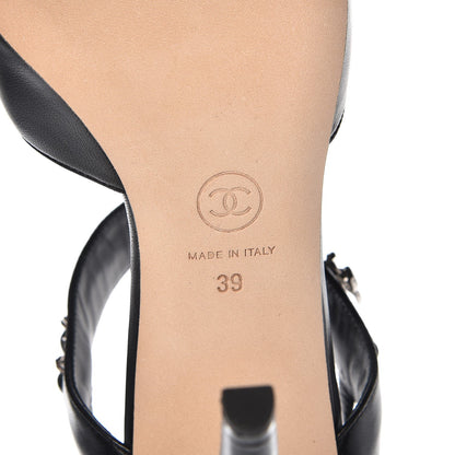 Chanel Lambskin CC Chain Sandals 39 Black 6 of 9