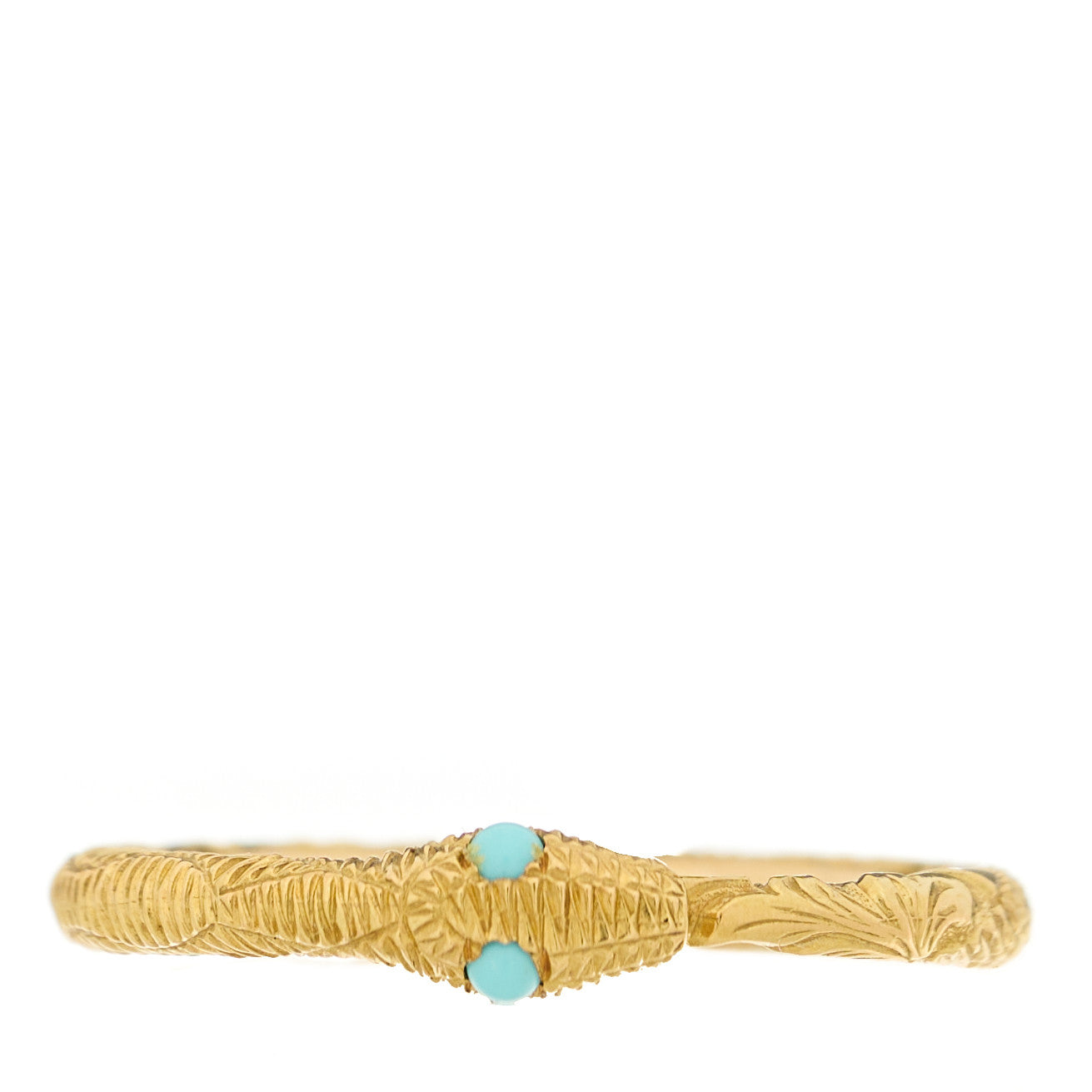 Gucci 18K Yellow Gold Turquoise Ouroboros Snake Ring 50 5.5 1 of 6