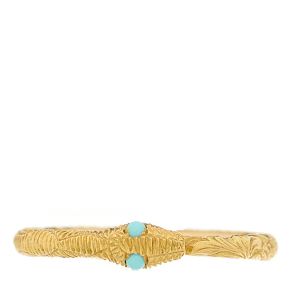 Gucci 18K Yellow Gold Turquoise Ouroboros Snake Ring 50 5.5 1 of 6