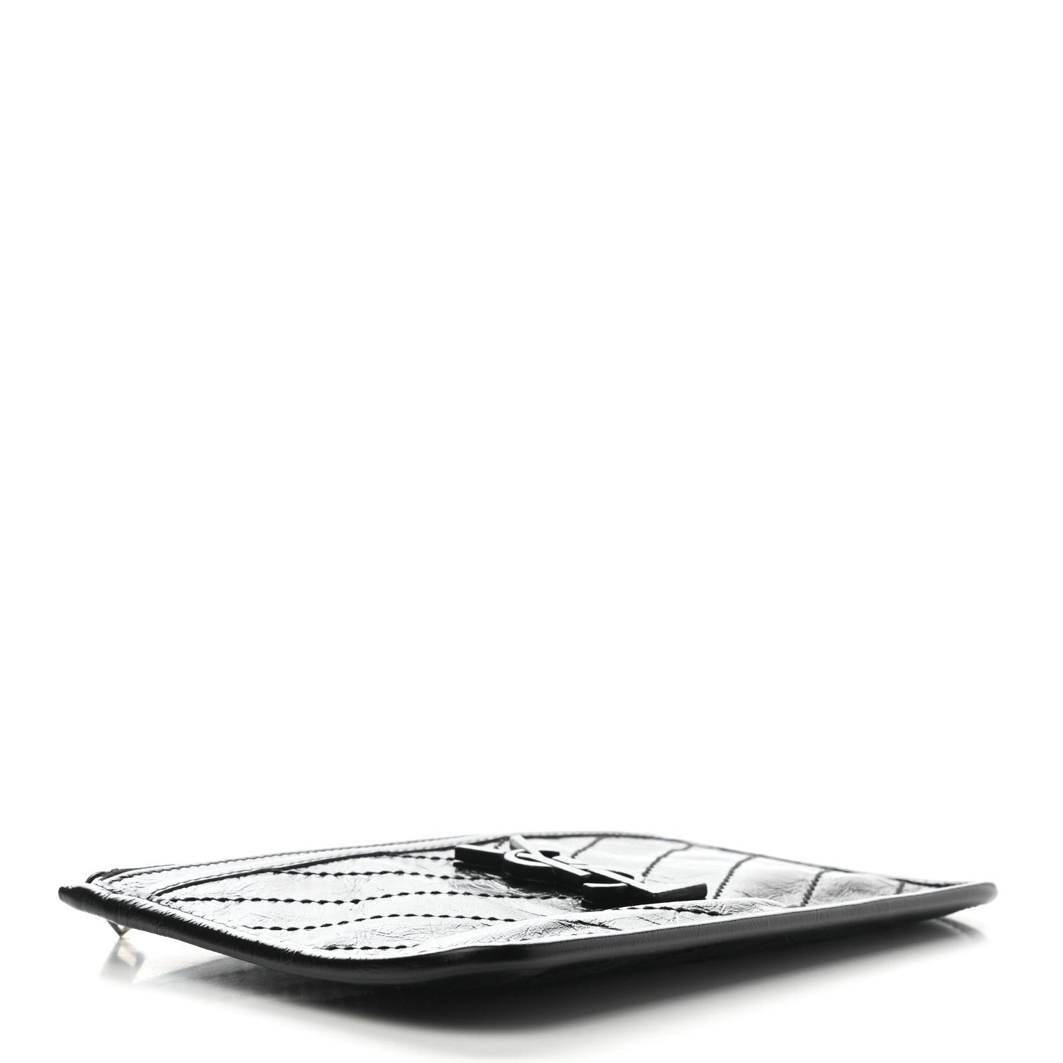 Saint Laurent Crinkled Calfskin Matelasse Monogram Niki Bill Pouch Black 4 of 7