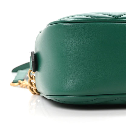 Gucci Calfskin Matelasse Small GG Marmont Chain Shoulder Bag Emerald Green 9 of 11