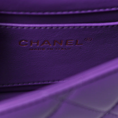 Chanel Lambskin Enamel Quilted Mini Pending CC Square Flap Purple 5 of 10