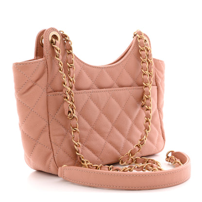 Chanel Caviar Quilted Small Wavy CC Hobo Coral 3 of 12