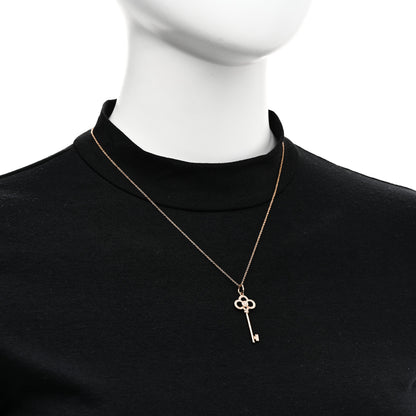 Tiffany 18K Rose Gold Diamond Crown Key Pendant Necklace 2 of 7